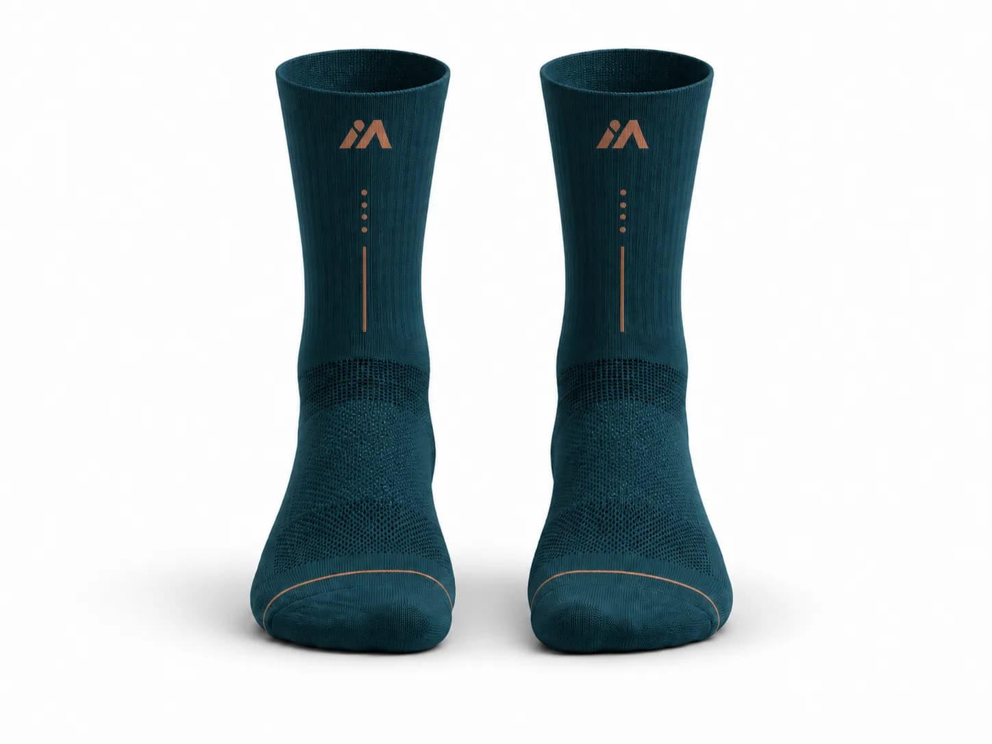 Chaussettes de running MINAO Abysse vert et cuivre – vue de face