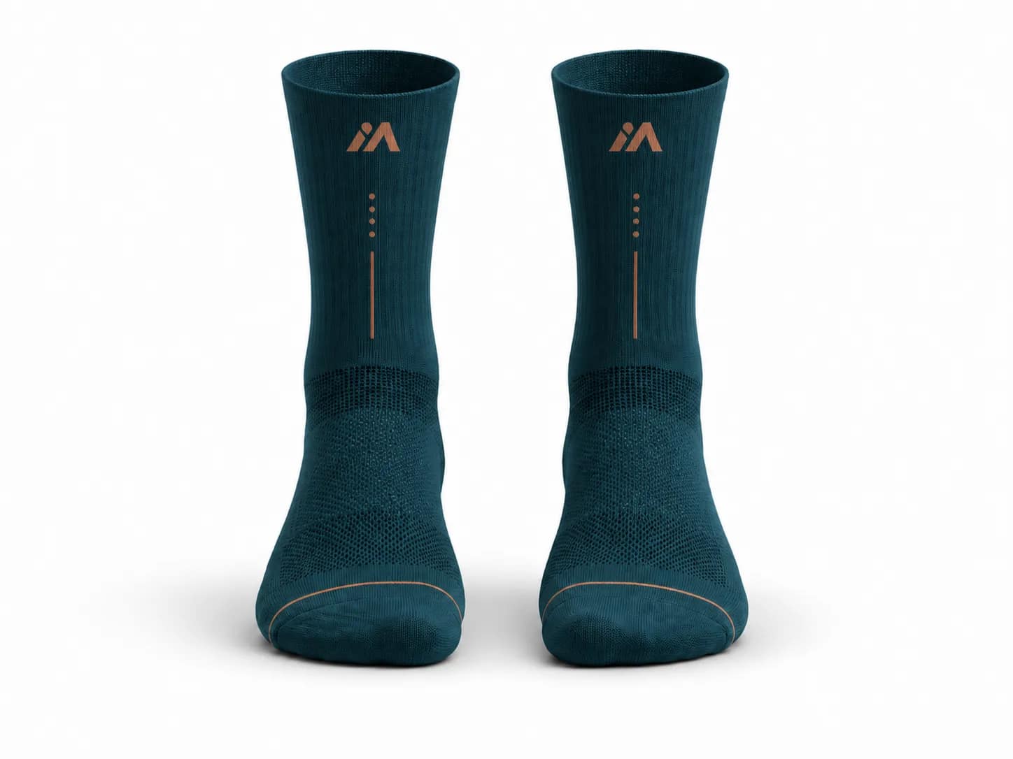 Chaussettes de running MINAO Abysse vert et cuivre – vue de face